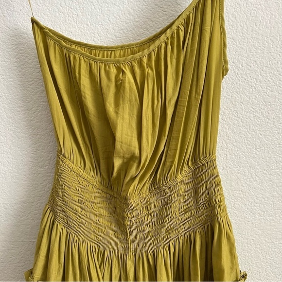 NWT Mustard Seed Citron Pleated One Shoulder Dress S - Picture 6 of 9
